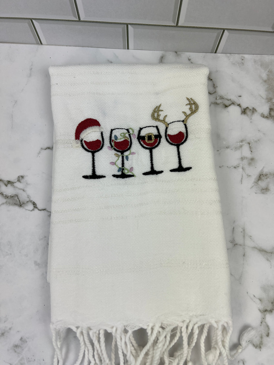 Holiday wine glasses