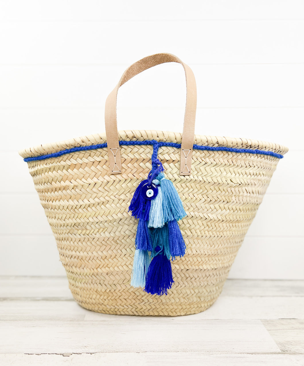Large Straw Tote with Tassels