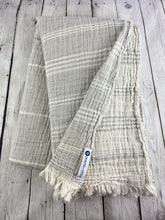 Load image into Gallery viewer, Oversized Turkish towel, muslin cotton, gray with stripes

